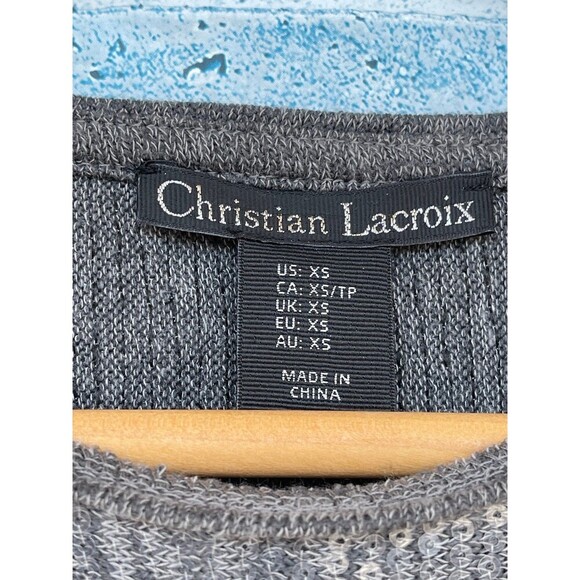 Christian Lacroix Scoop Neck Short Sleeve cropped Metallic & Silver sequin top - Picture 4 of 6